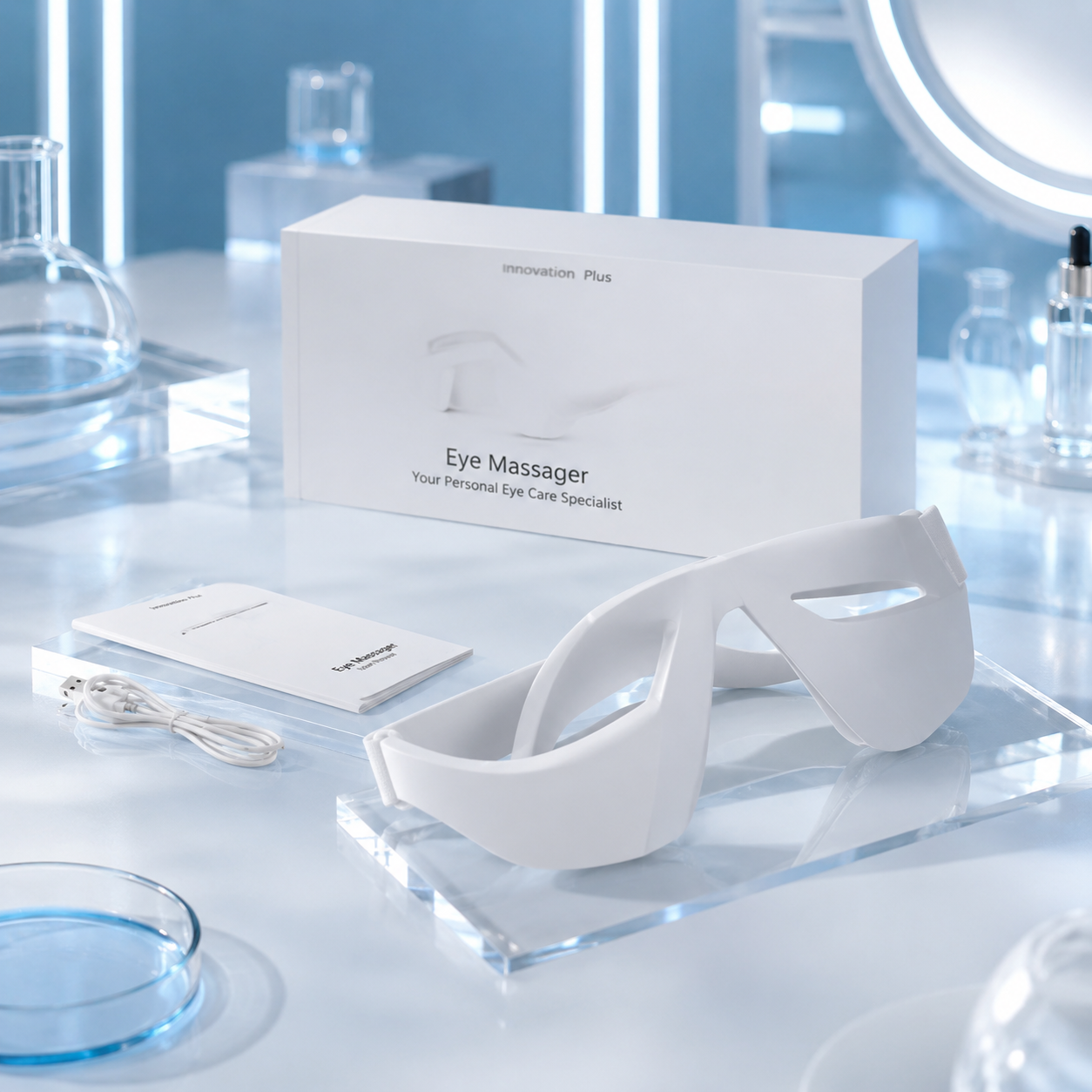 LumaRest Eye Massager with packaging and accessories